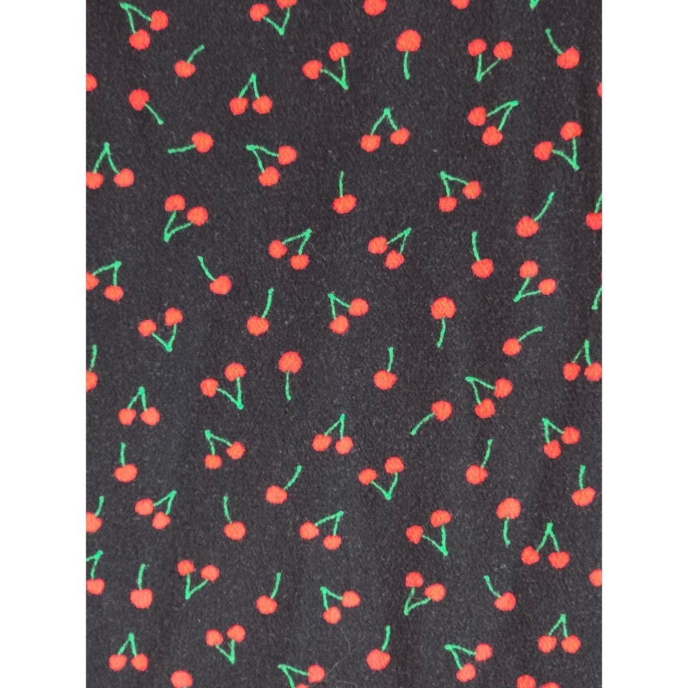 POPSUGAR Black Red Cherry Print Ruffle Hem Cap Sleeve Mini Dress XS /0382